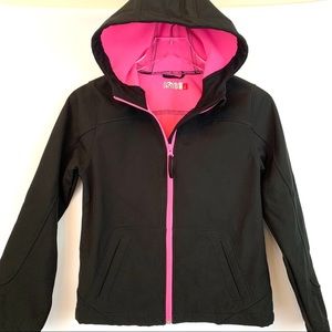 Girls Black and Pink Softshell Jacket with Hood